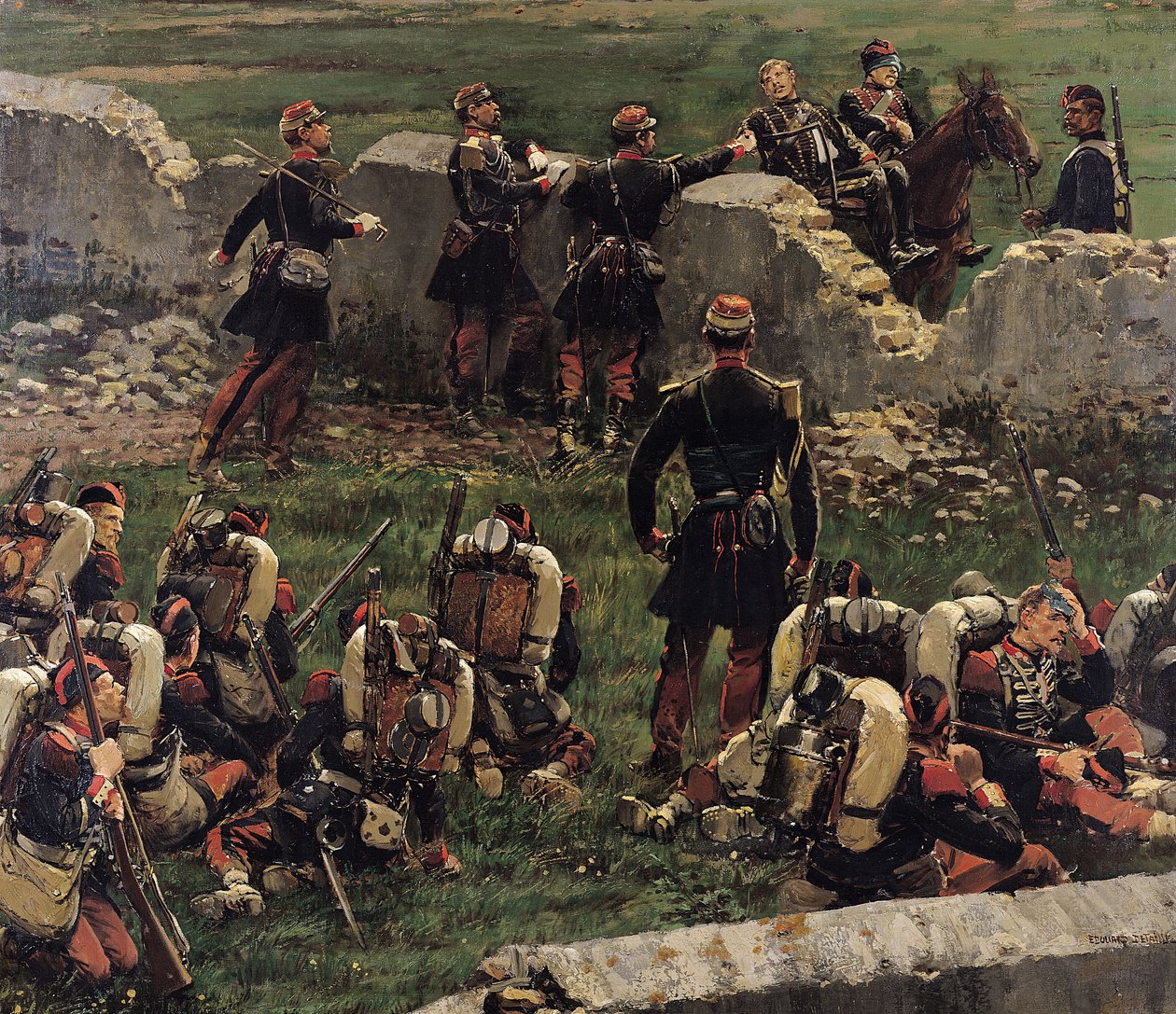 Fragment av Panorama av slaget vid Rezonville (16 augusti 1870), 1883 av Jean Baptiste Edouard Detaille