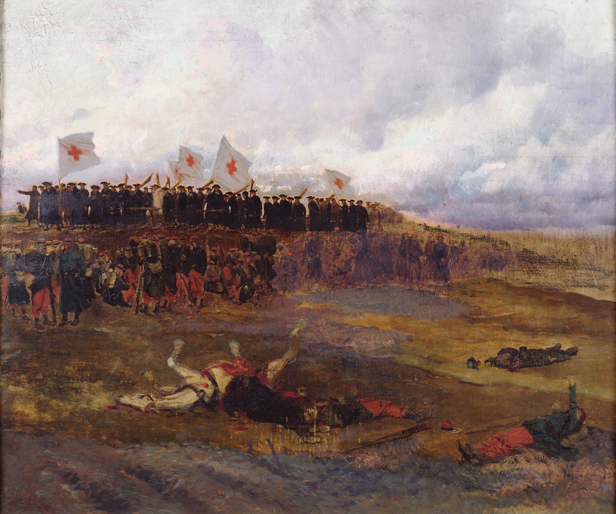 Bårbärare på slagfältet under belägringen av Paris av Jean Baptiste Edouard Detaille