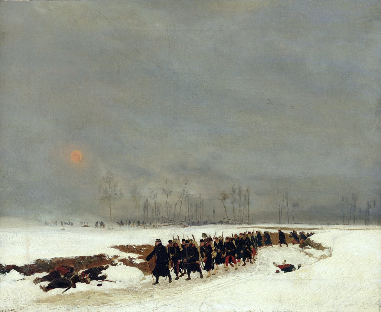 Kriget 1870-71: En infanterikolonn på väg till en raid, 1872 av Jean Baptiste Edouard Detaille