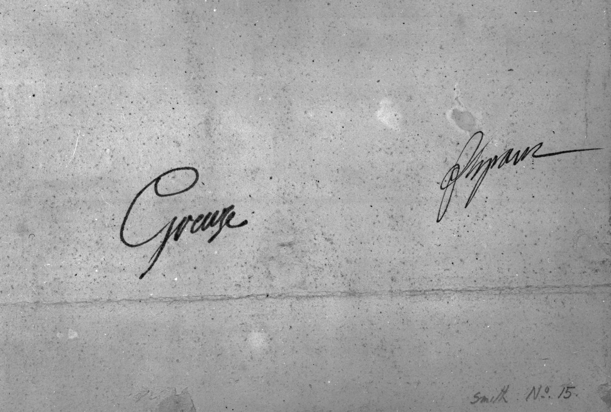 Jean-Baptiste Greuzes signatur (blæk på papir) swed av Jean Baptiste Greuze