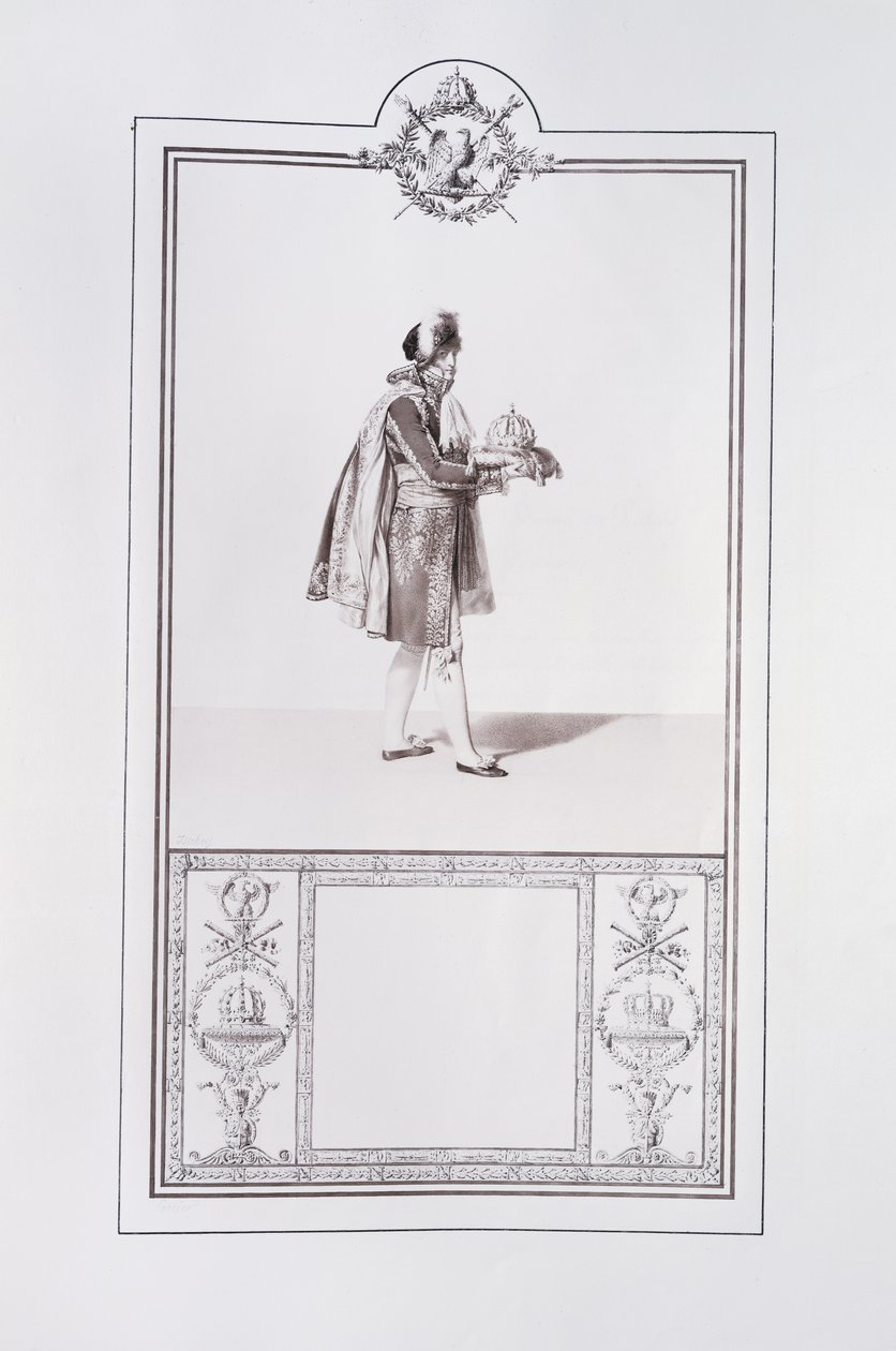 Dräkt av en fransk prins för kröningen av kejsar Napoleon I och kejsarinnan Josephine i Paris den 2 december 1804, illustration från 