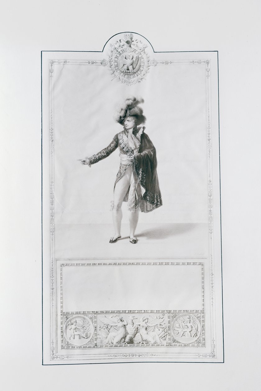 Dräkt för en prins Grand Dignitaire för kröningen av kejsar Napoleon I och kejsarinnan Josephine i Paris den 2 december 1804, illustration från 