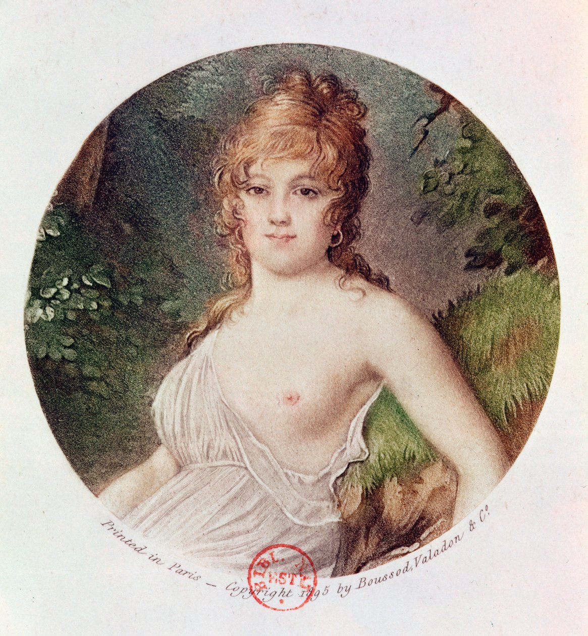 Porträtt av Theresa de Cabarrus (1773-1835), även känd som Madame Tallien, tryckt av Boussod, Valadon & Company, 1895 (färgad litografi). av Jean Baptiste Isabey
