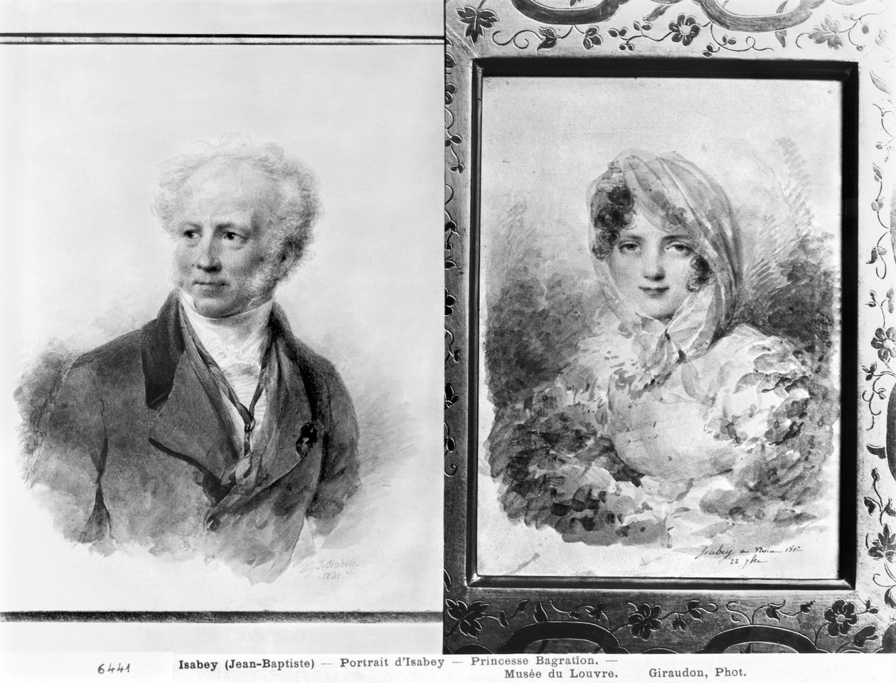 Självporträtt och porträtt av prinsessan Bagration, 1841 och 1812 av Jean Baptiste Isabey