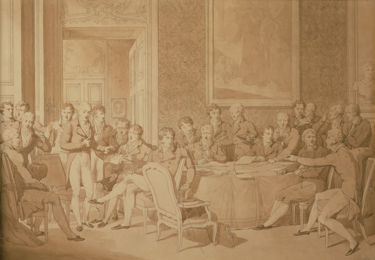 Wienkongressen, 1815 (penna och wc) (SE ÄVEN 217258) av Jean Baptiste Isabey
