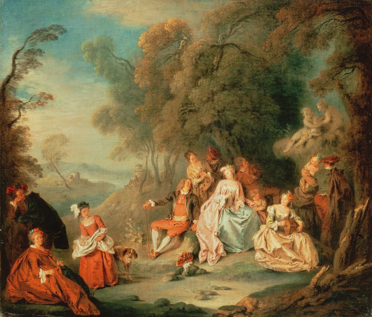 Elegant företag i en park av Jean Baptiste Joseph Pater
