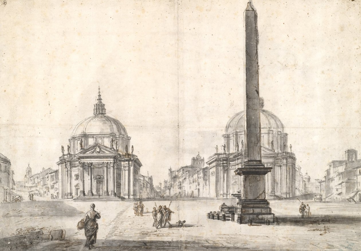 Piazza del Popolo, Rom av Jean Baptiste Lallemand