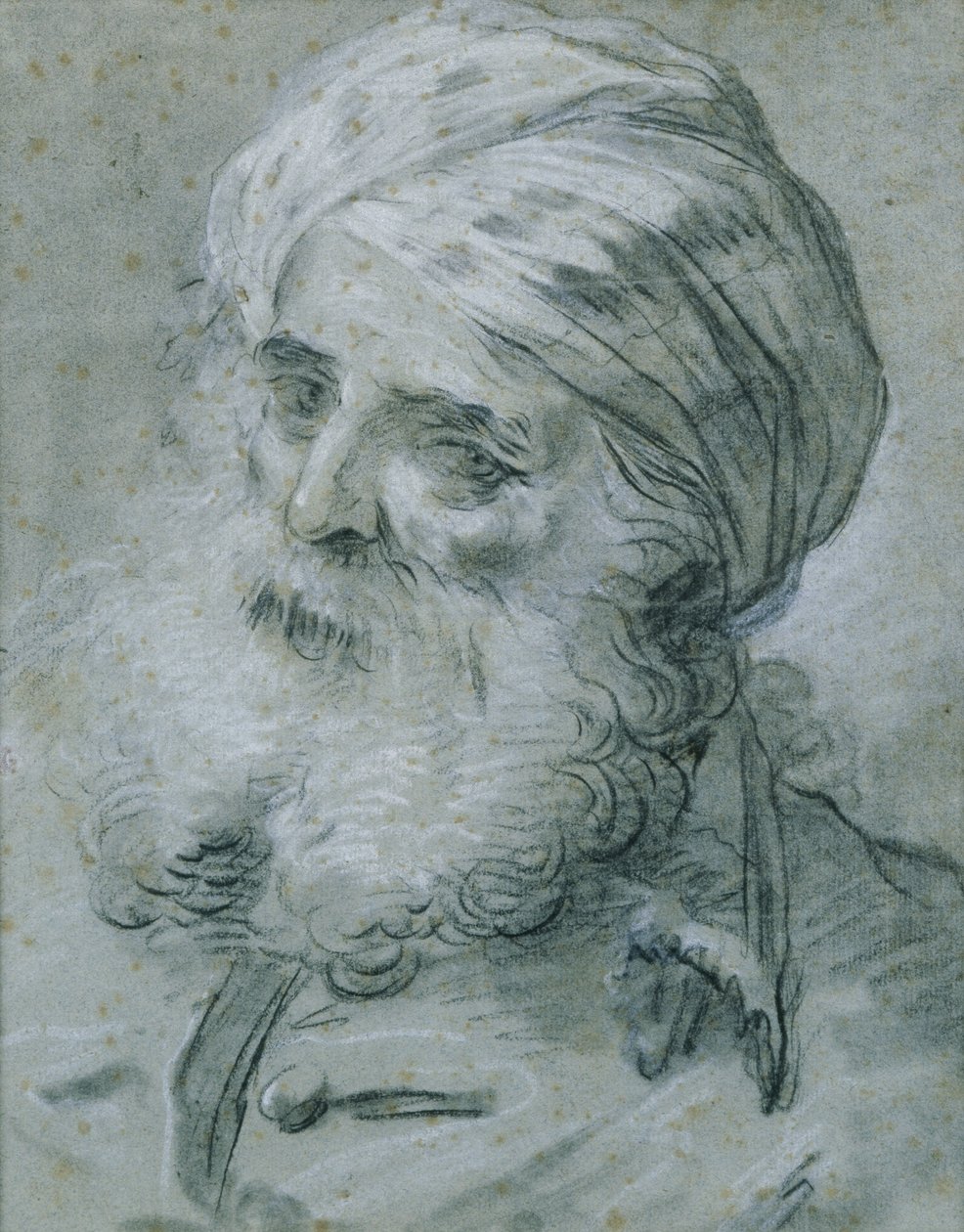 Porträtt av en gammal man (krita på papper) av Jean Baptiste Le Prince