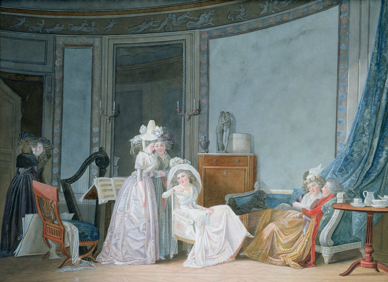 Möte i en salong, 1790 av Jean Baptiste Mallet