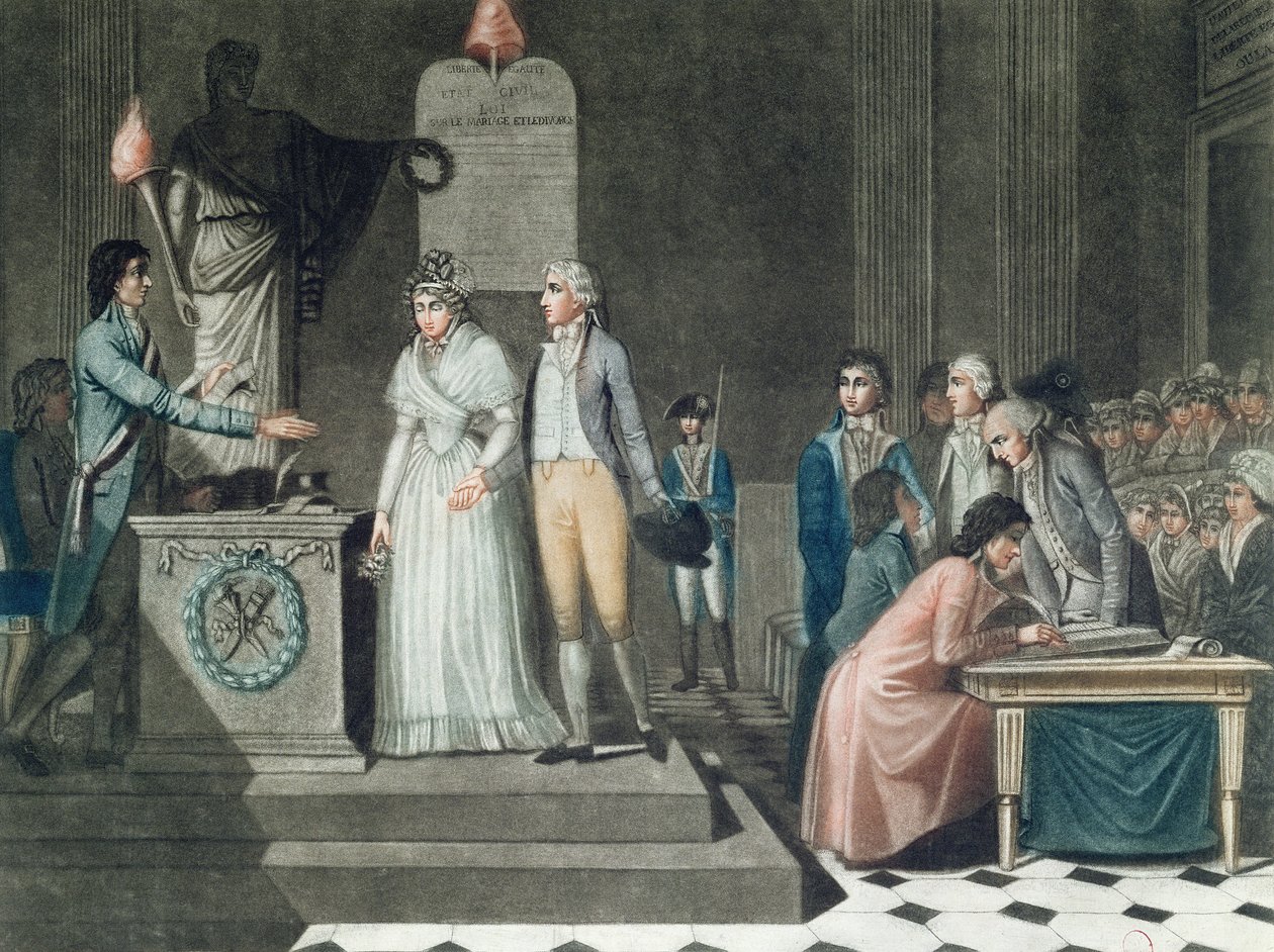 Det republikanska äktenskapet, graverat av Le Grand av Jean Baptiste Mallet