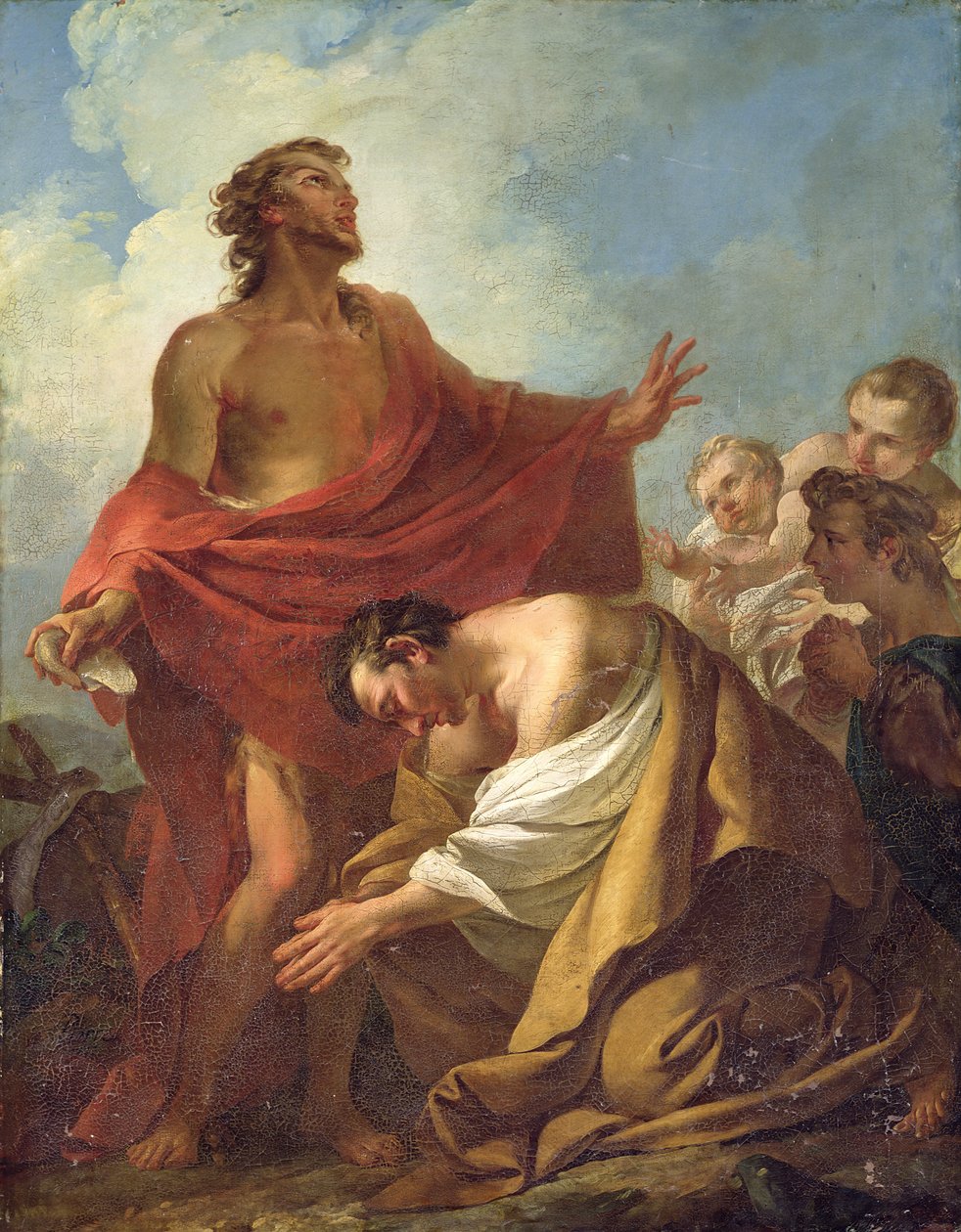 Johannes döparen döper judarna i öknen, 1743 av Jean Baptiste Marie Pierre