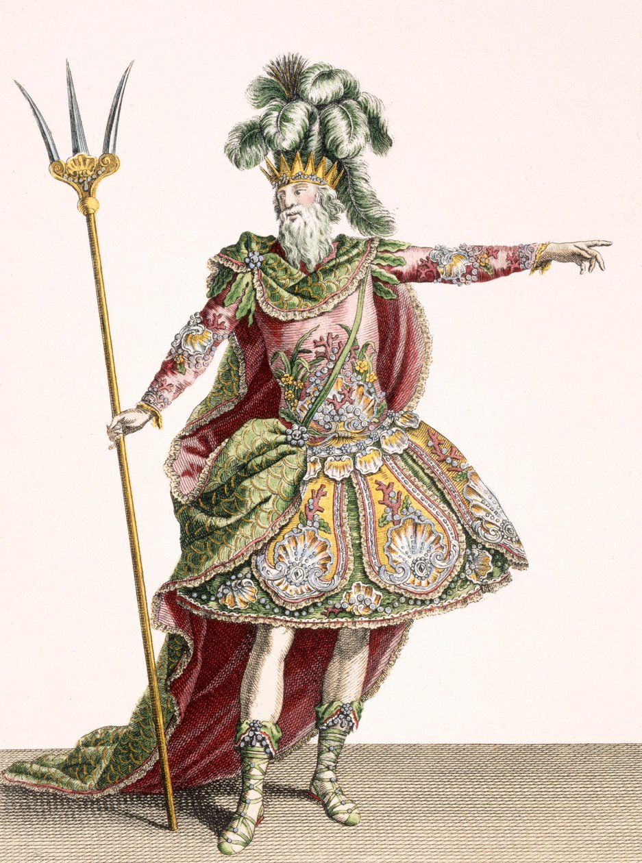 Kostym för Neptunus i flera operor, graverad av Rene Gaillard (ca 1719-90) ca 1780 av Jean Baptiste Martin