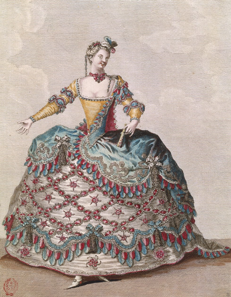 Kostym för en indiansk kvinna i operabaletten "Les Indes Galantes" av Jean-Philippe Rameau (1683-1764) ca 1735 av Jean Baptiste Martin