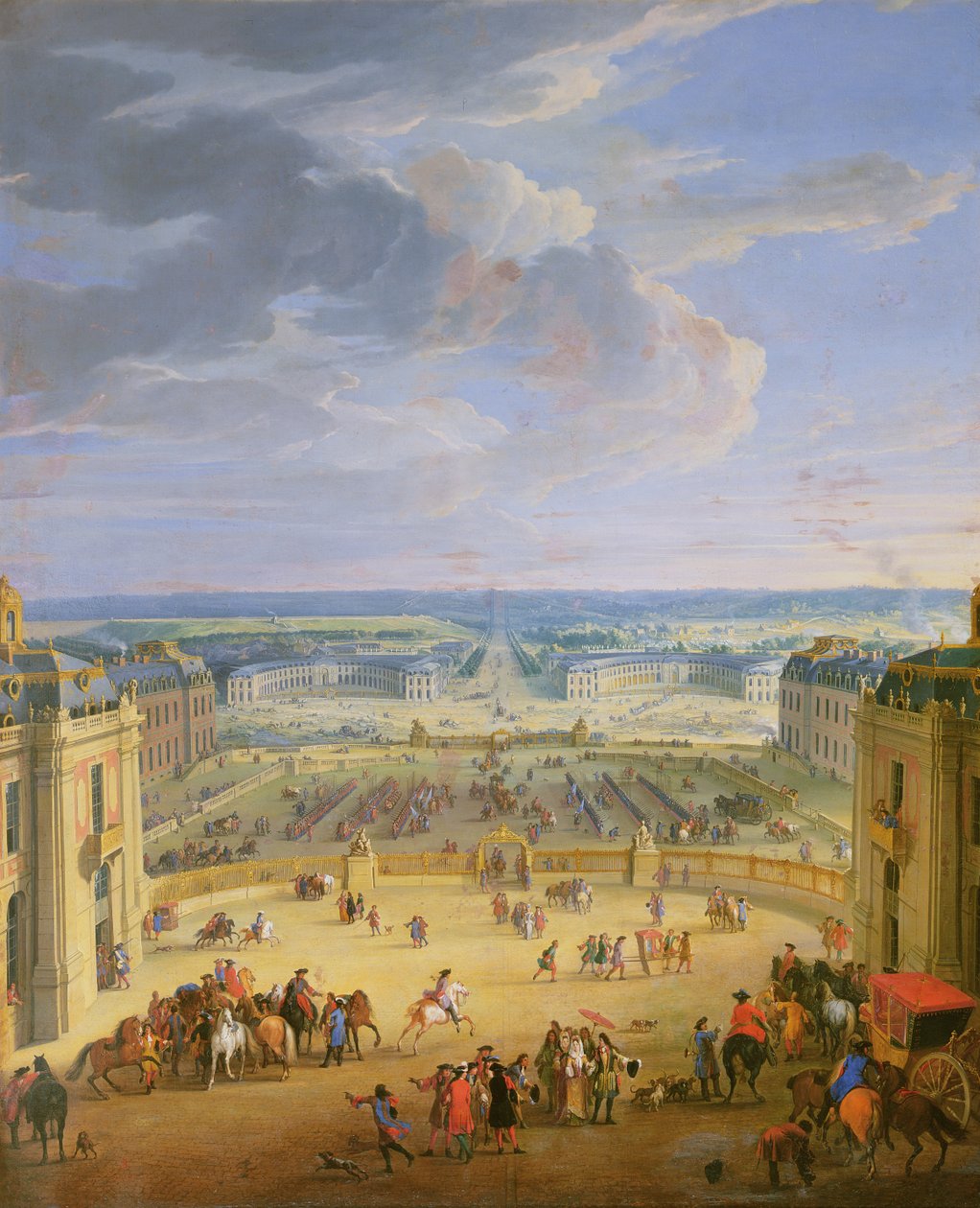 Perspektivvy från slottet i Versailles på Place d