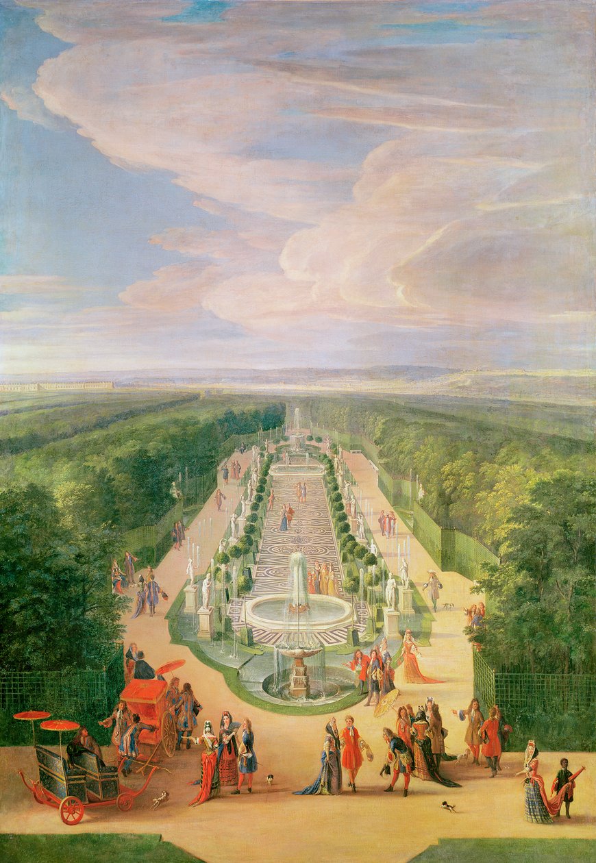 Perspektivvy av lunden från Galerie des Antiques i Versailles, 1688 av Jean Baptiste Martin