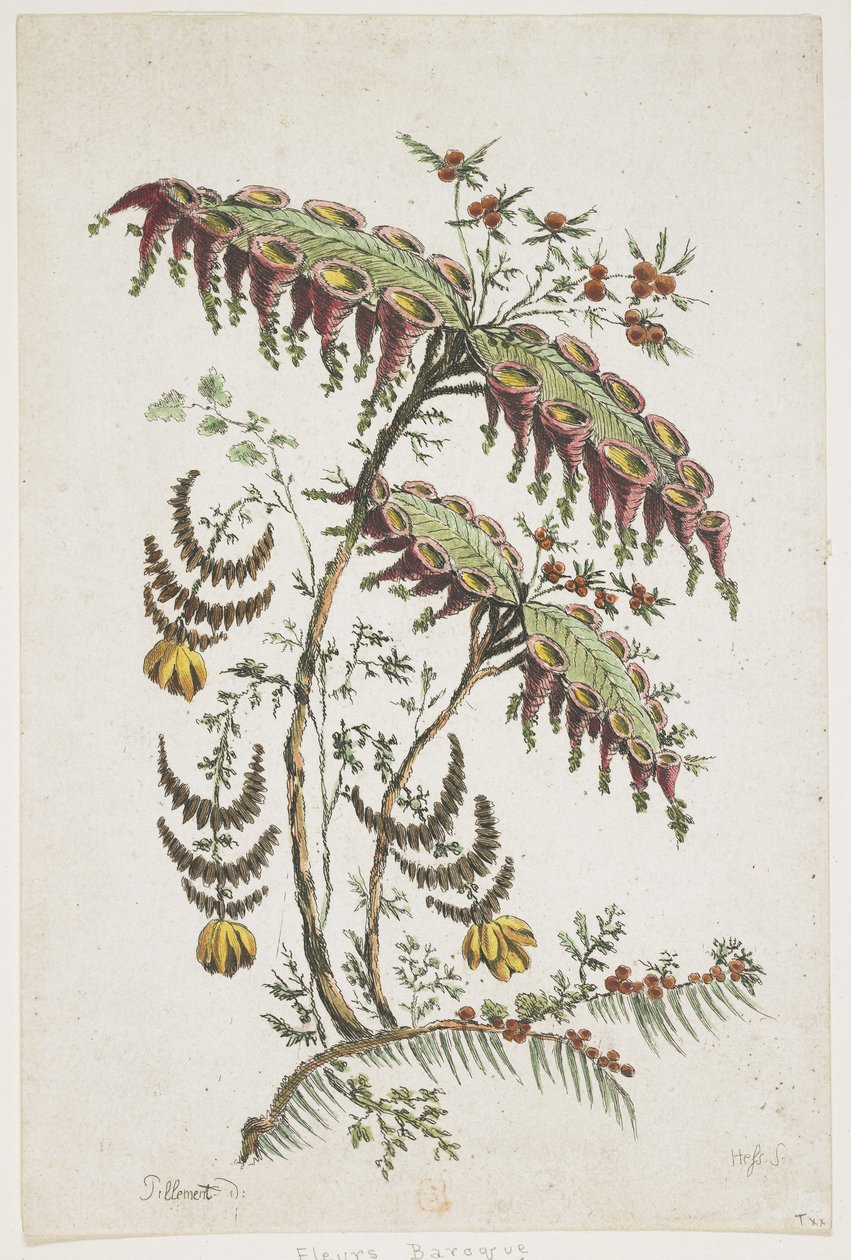 Blomma tallrik. Chinoiserie. av Jean Baptiste Pillement