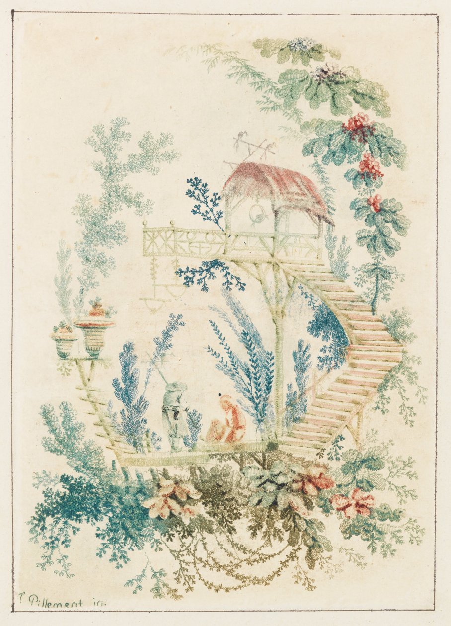 Ornamental Design from Nouvelle suite de cahiers arabesques chinois a lusage des dessinateurs et d... av Jean Baptiste Pillement