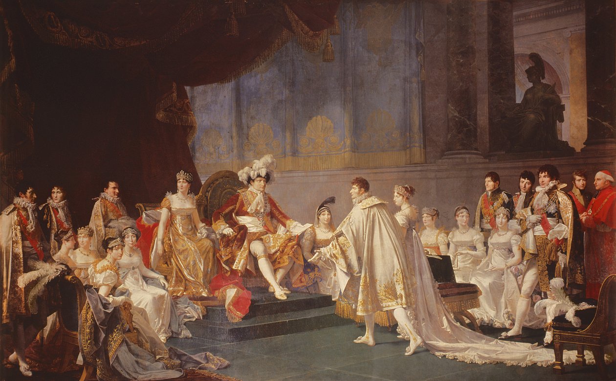 Prins Jerome Bonapartes och prinsessan Catharina Frederica av Württemberg hyllades i Paris den 22 augusti 1807 av Jean Baptiste Regnault