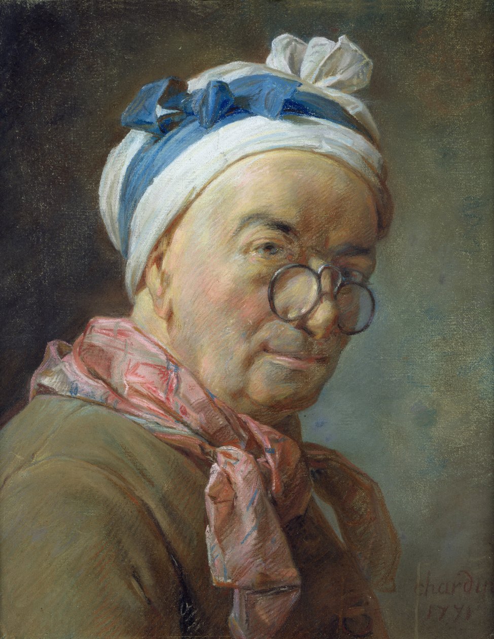 Självporträtt med glasögon, 1771 (pastell på papper) av Jean Baptiste Simeon Chardin