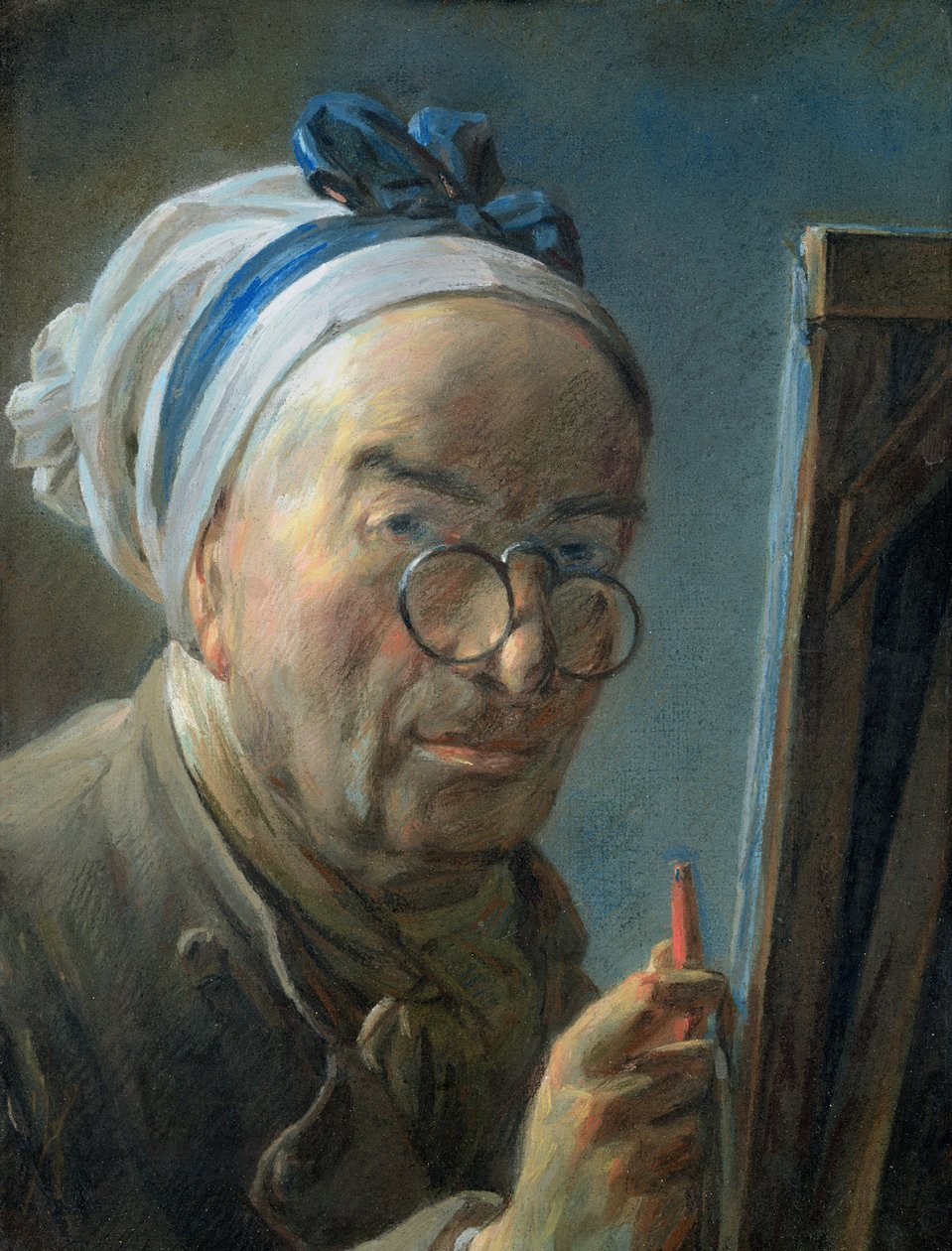 Självporträtt med ett staffli, ca 1775-79 (pastell) av Jean Baptiste Simeon Chardin