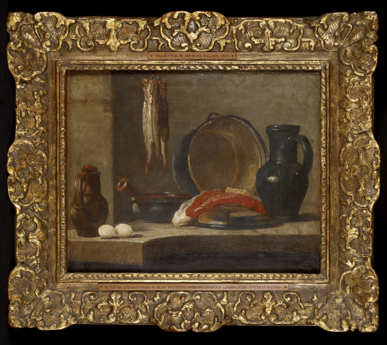 Stilleben med köksredskap, ca 1733-34 av Jean Baptiste Simeon Chardin