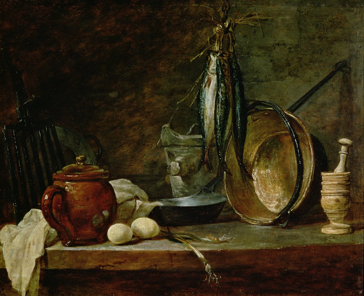 Stilleben: Fast Day Menu, 1731 (olja på koppar) av Jean Baptiste Simeon Chardin