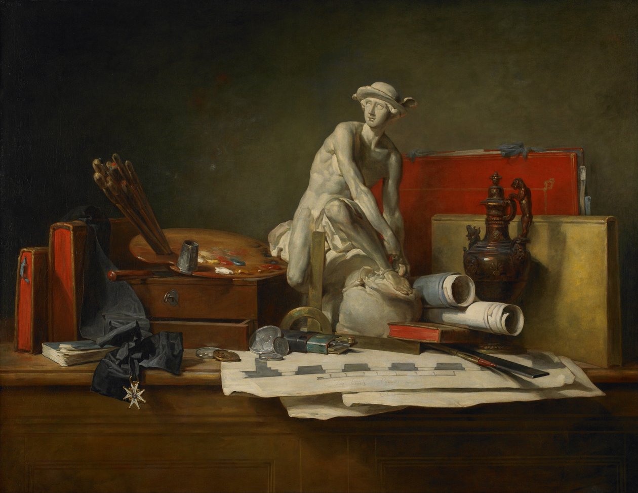 Konstens attribut och belöningarna som överensstämmer med dem av Jean Baptiste Simeon Chardin