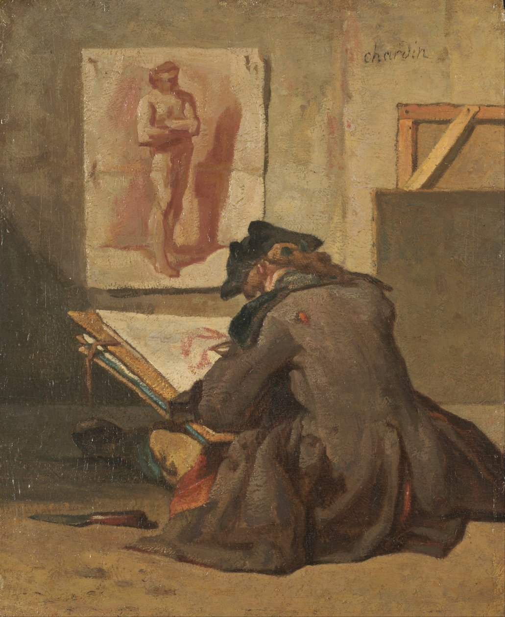 Unga studentritning av Jean Baptiste Simeon Chardin