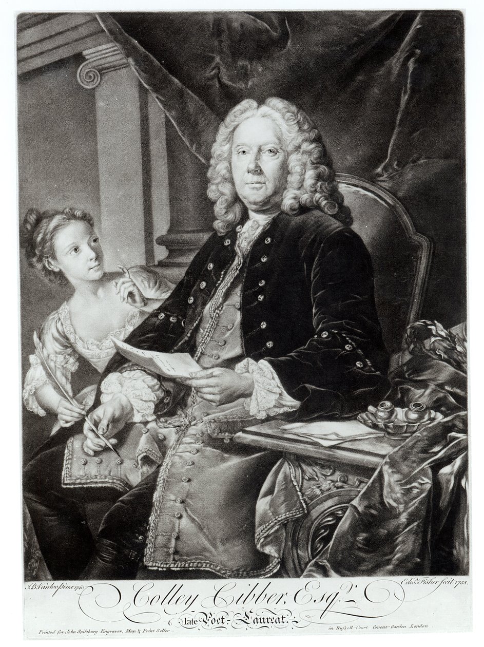 Colley Cibber (1671-1757) 1758, graverad av Edward Fisher (1722-85) av Jean Baptiste Vanloo