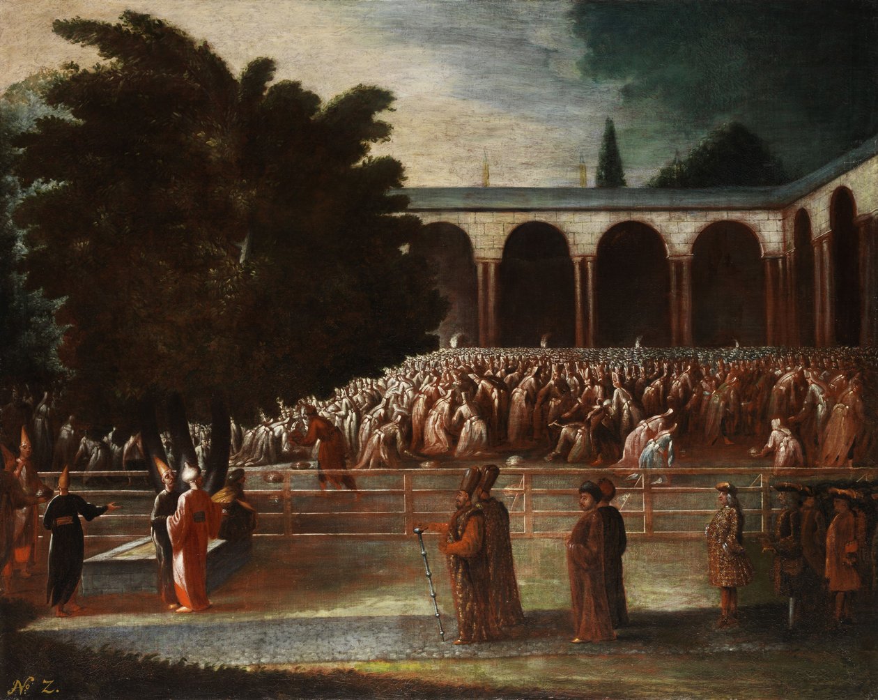 Botschaftsgesandte begeben sich zur Audienz beim Sultan Achmed III av Jean Baptiste Vanmour