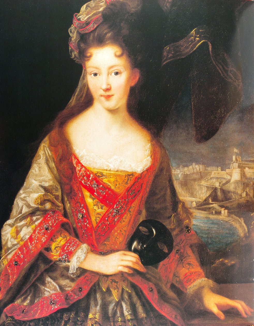 Louise Hippolyte Grimaldi with a view overlooking Monaco av Jean-Baptiste van Loo