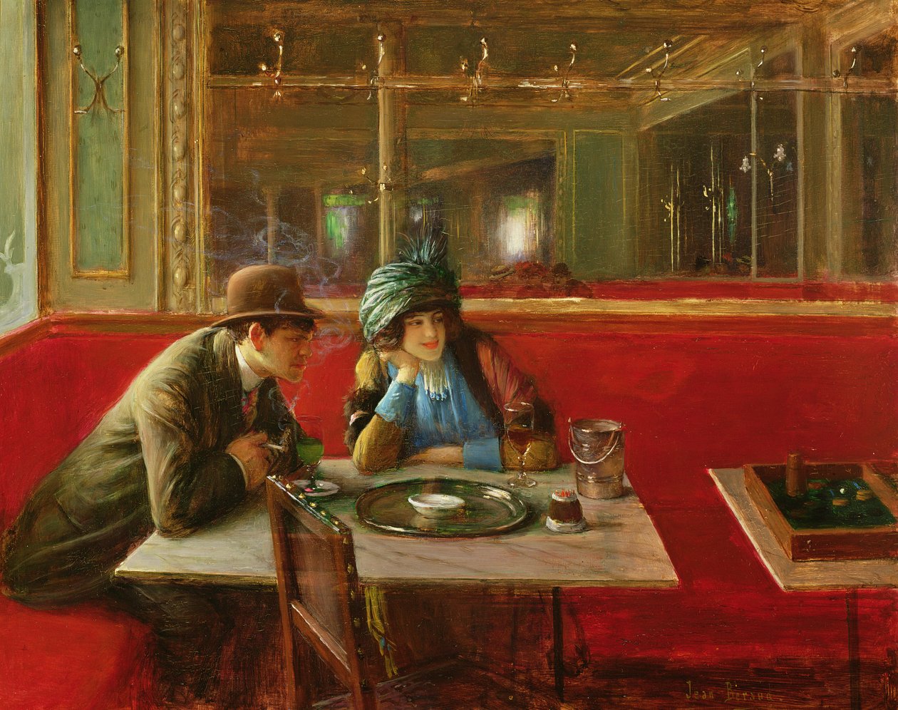 På caféet (panel) av Jean Beraud