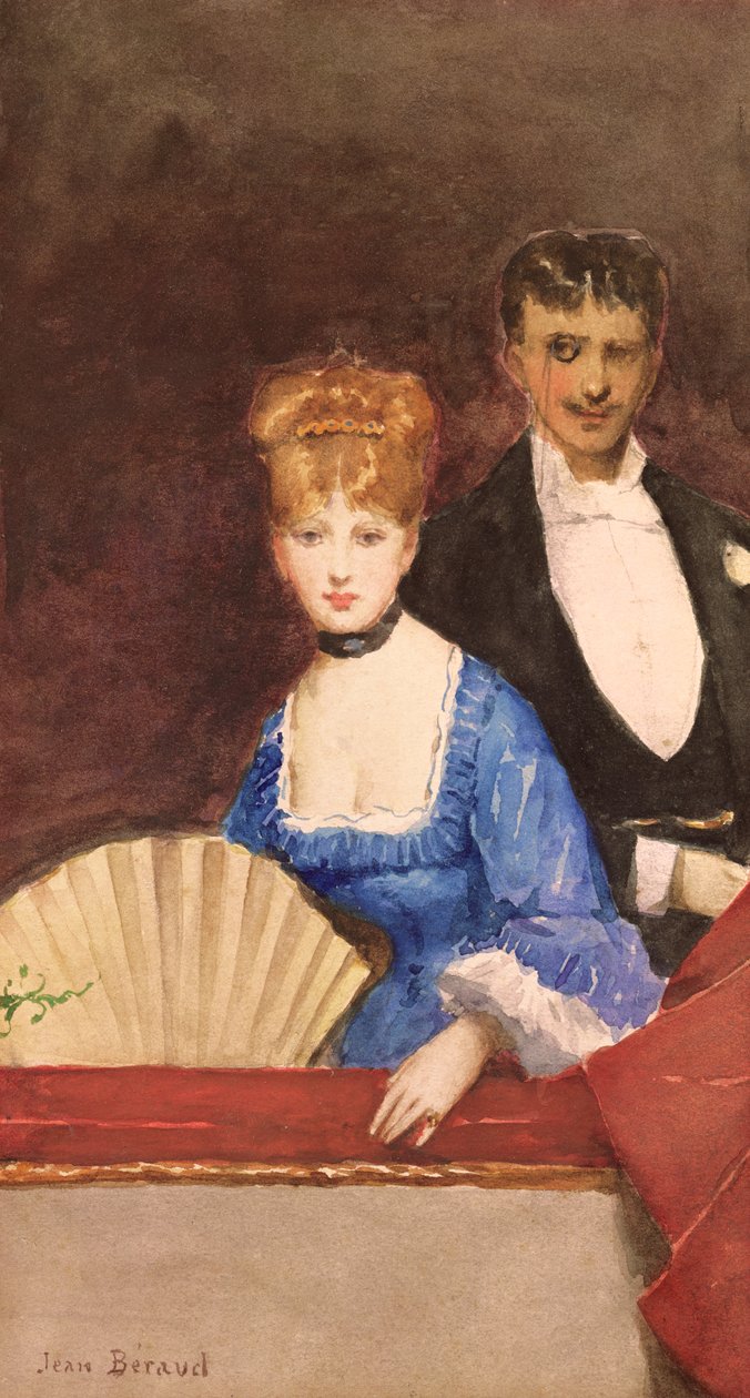 Dam med fläkt av Jean Beraud