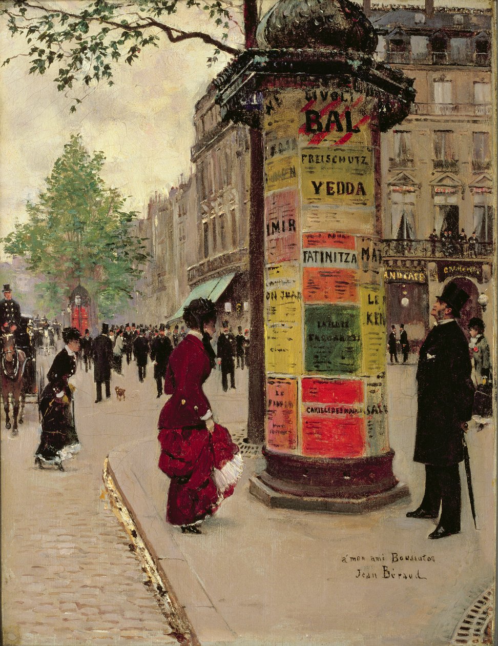 Paris Kiosk, tidigt 1880-tal (olja på tyg) av Jean Beraud