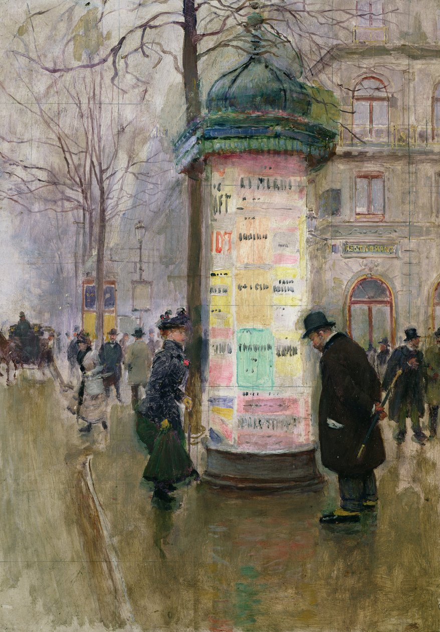 Colonne Morris, ca 1885 av Jean Beraud