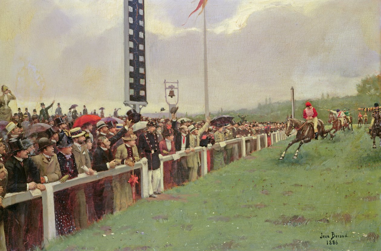 The Course at Longchamps, 1886 av Jean Beraud