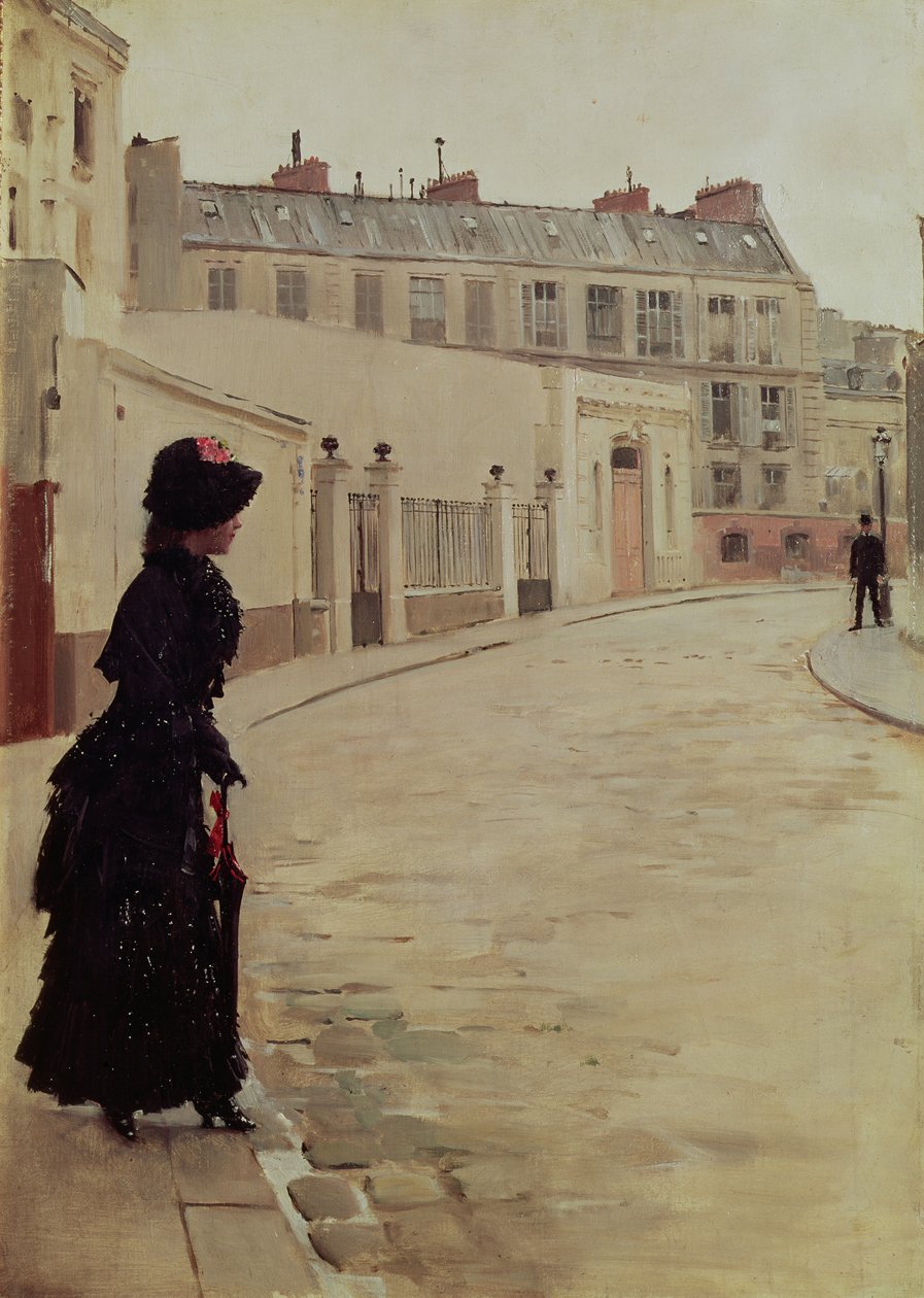 Väntar, Rue de Chateaubriand, Paris av Jean Beraud