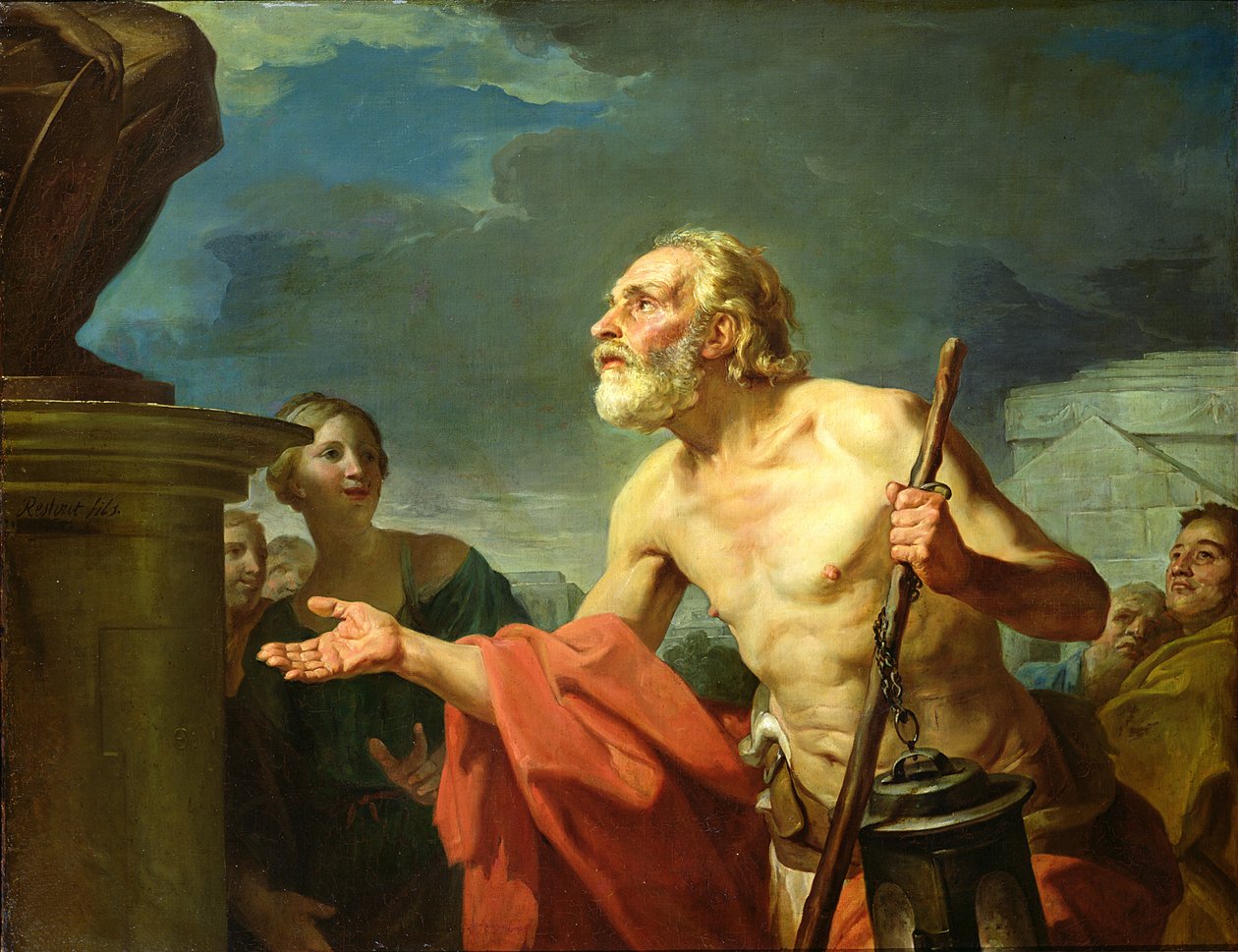 Diogenes ber om allmosor, 1767 av Jean Bernard Restout
