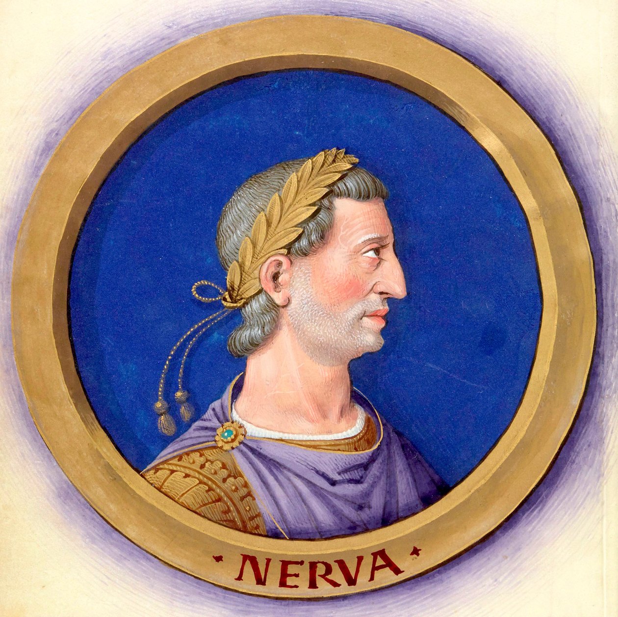 Beskrivning av de tolv kejsarna med deras figurer 13-Nerva av Jean Bourdichon