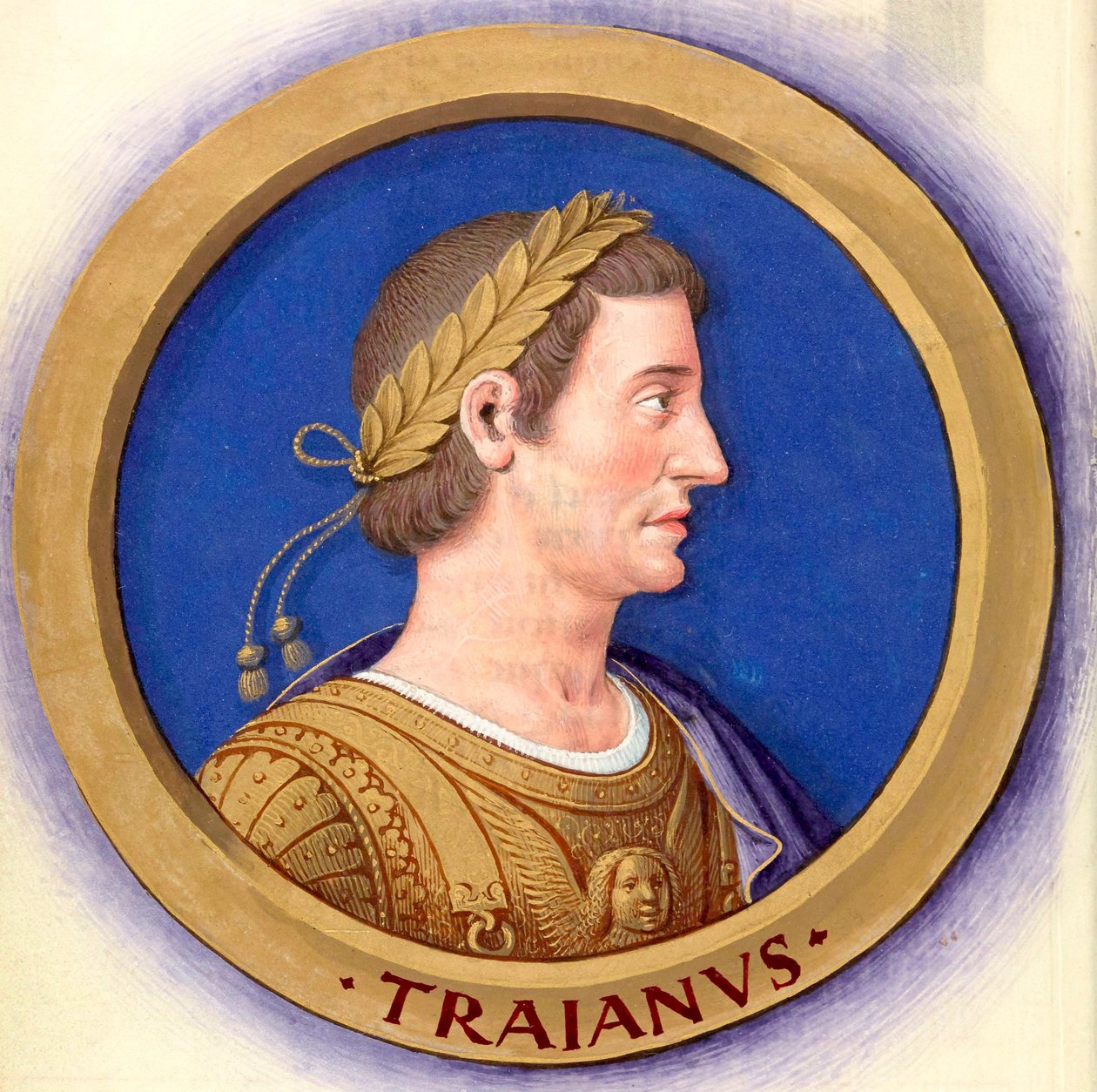 Beskrivning av de tolv kejsarna med deras figurer 14-Trajan av Jean Bourdichon