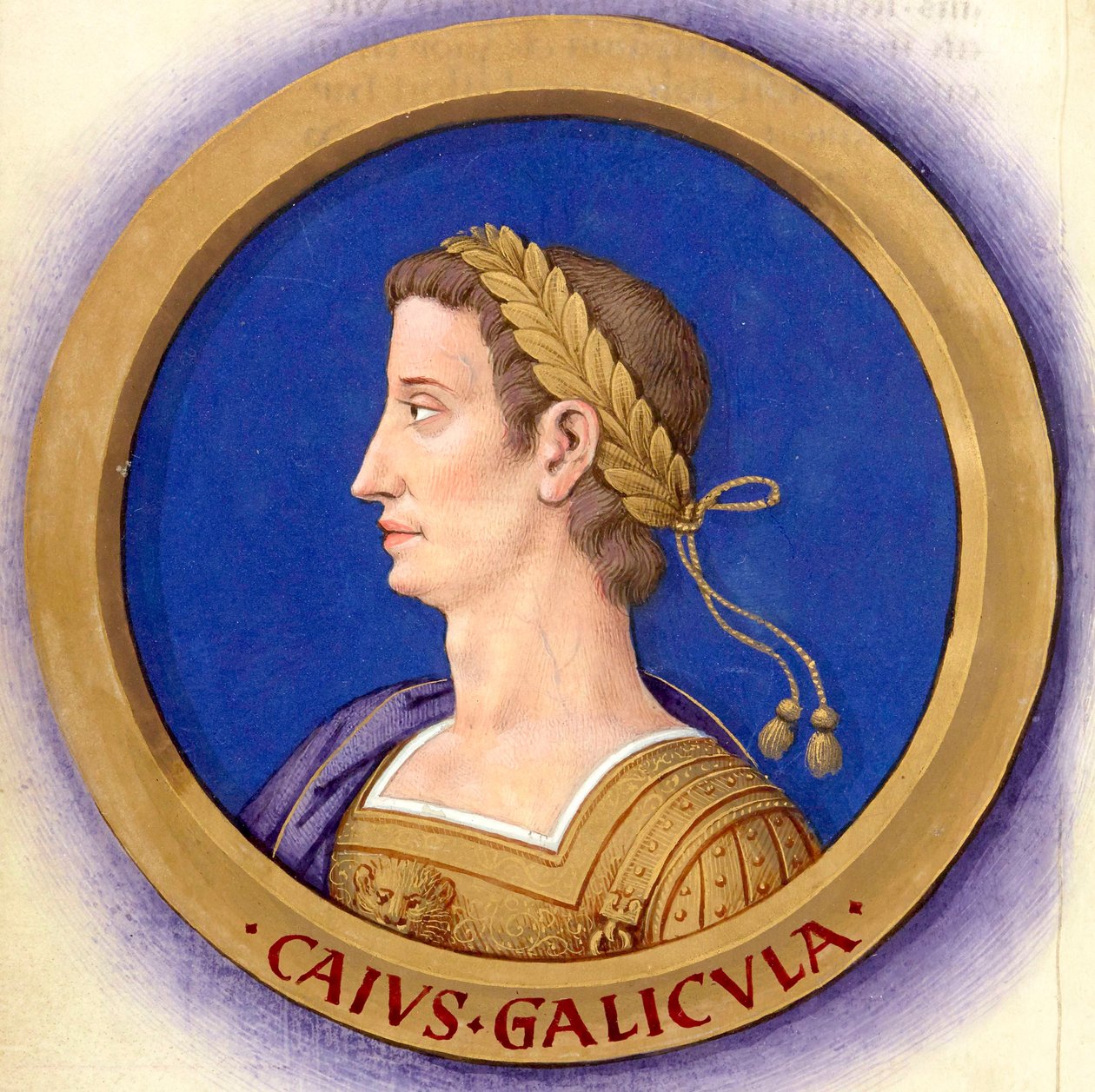 Beskrivning av de tolv Caesars med deras figurer 4-Caligula av Jean Bourdichon