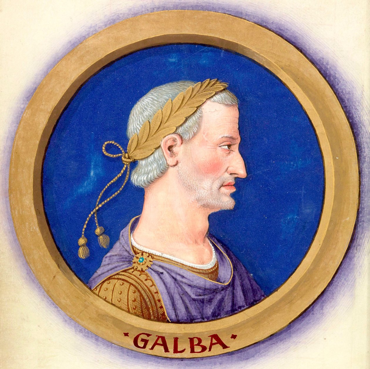 Beskrivning av de tolv Caesars med deras figurer 7-Galba av Jean Bourdichon
