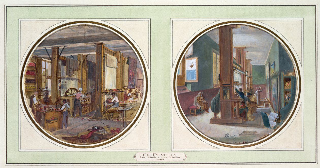 The Gobelins Workshop, 1840 (tagai foi 176257)swed av Jean Charles Develly