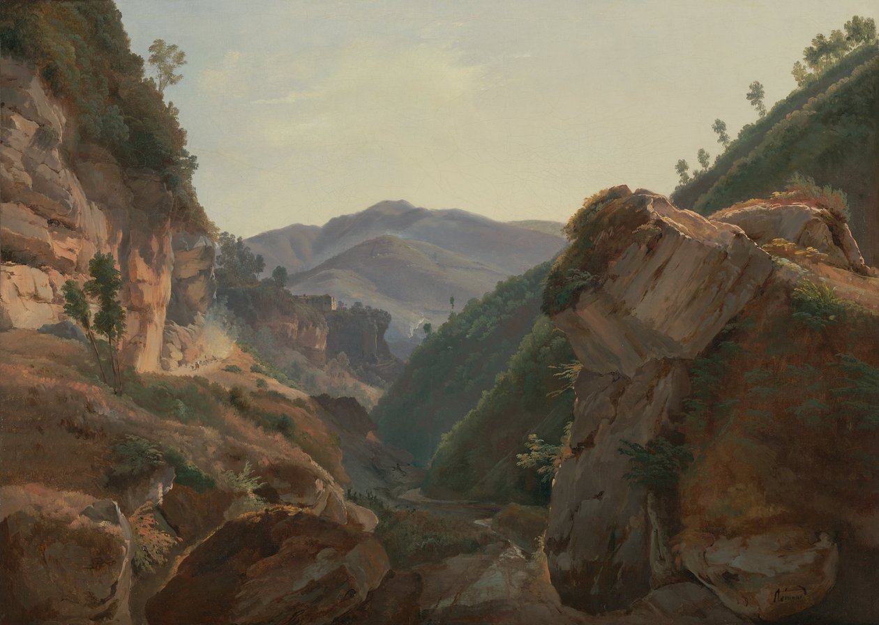 Bergslandskap med väg till Neapel av Jean Charles Joseph Rémond