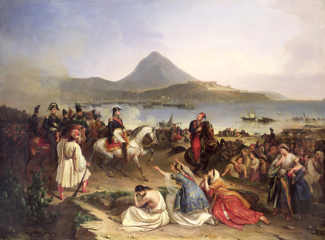 Möte mellan general Nicolas Joseph Maison (1771-1840) och Ibrahim Pasha (1789-1848) i Navarino, september 1828, 1838 av Jean Charles Langlois