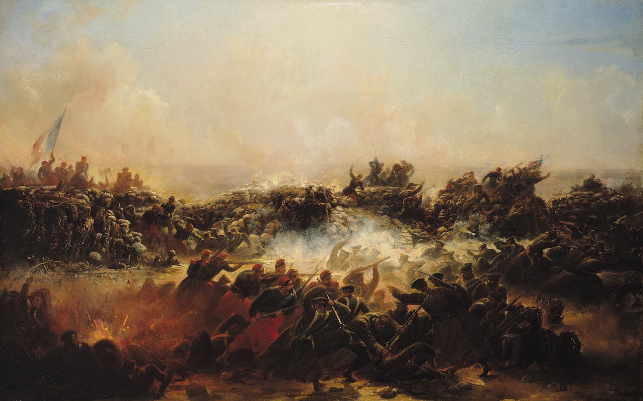 Slaget ved Sebastopol, højre side af triptykon, efter 1855 (se også 70337 og 70338) swed av Jean Charles Langlois