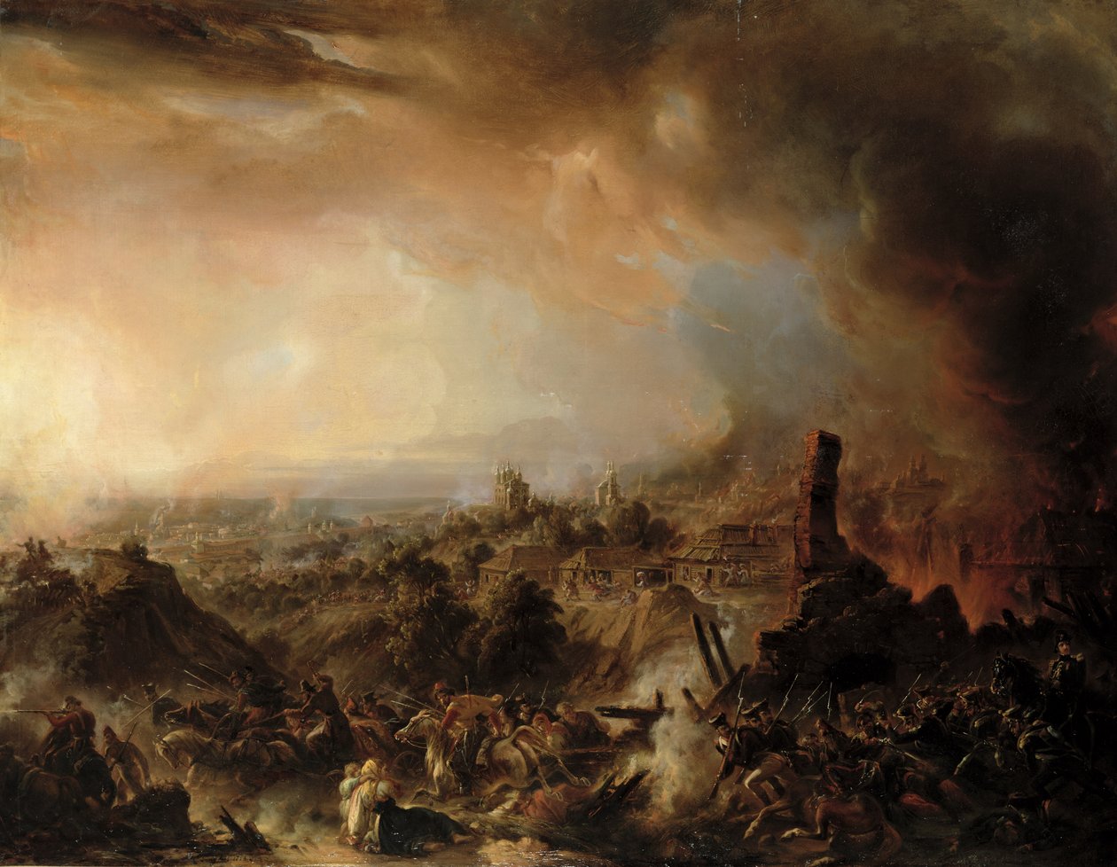Brännandet av Moskva 1812, 1854 av Jean Charles Langlois