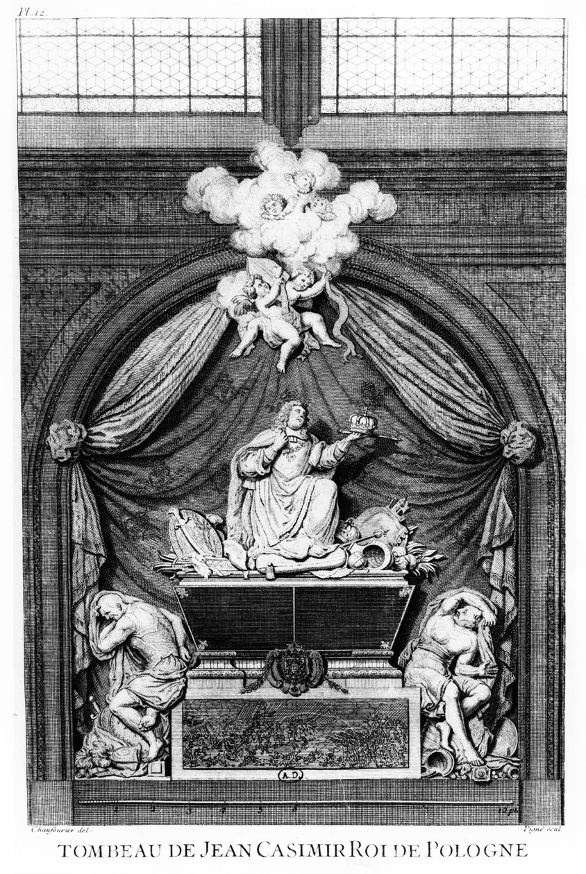 Gravbild av hjärtat av kung Johannes II Casimir Vasa vid Abbaye de Saint-Germain-des-Prés i Paris) av Jean Chaufourier