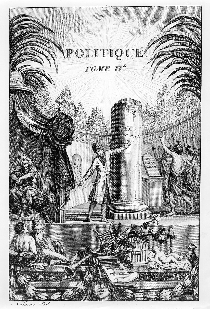 Frontispice av "Politique", Tome II av Jean-Jacques Rousseau av Jean Claude Naigeon