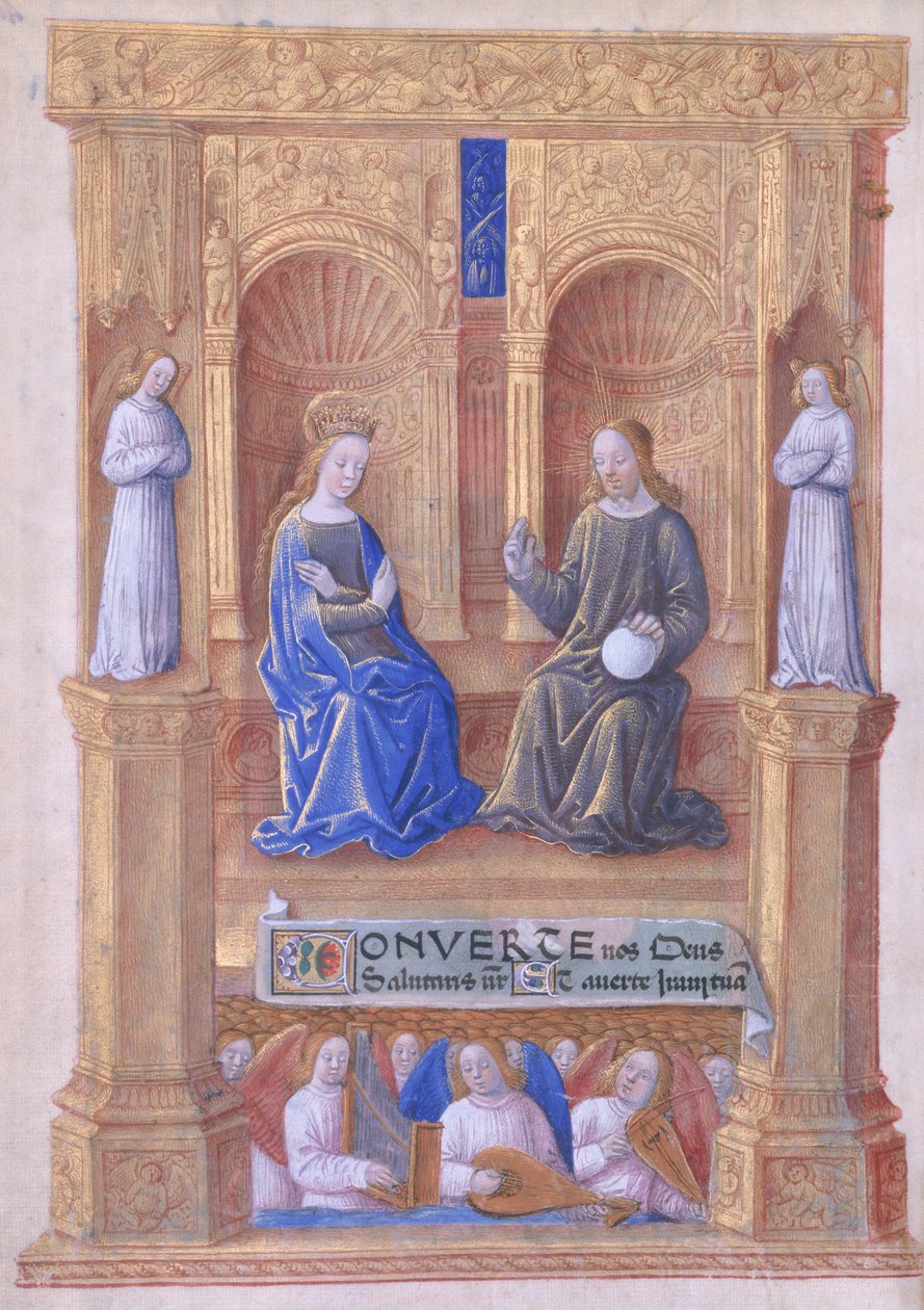 Ms Lat. Q.v.I.126 f.40v Kristus och Jungfru Maria på tronen, från 